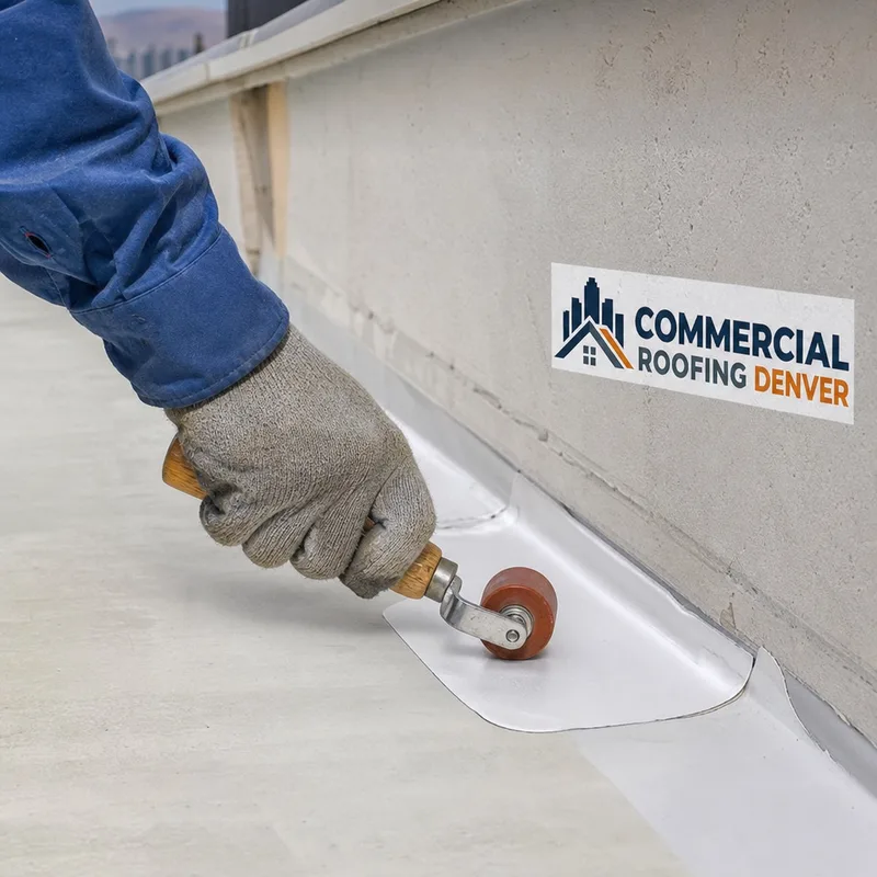 Properly welded TPO patch at a split seam and repaired parapet termination detail
